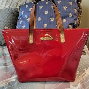 Louis Vuitton Bellevue Ruby Red Vernis Tote Handbag PM